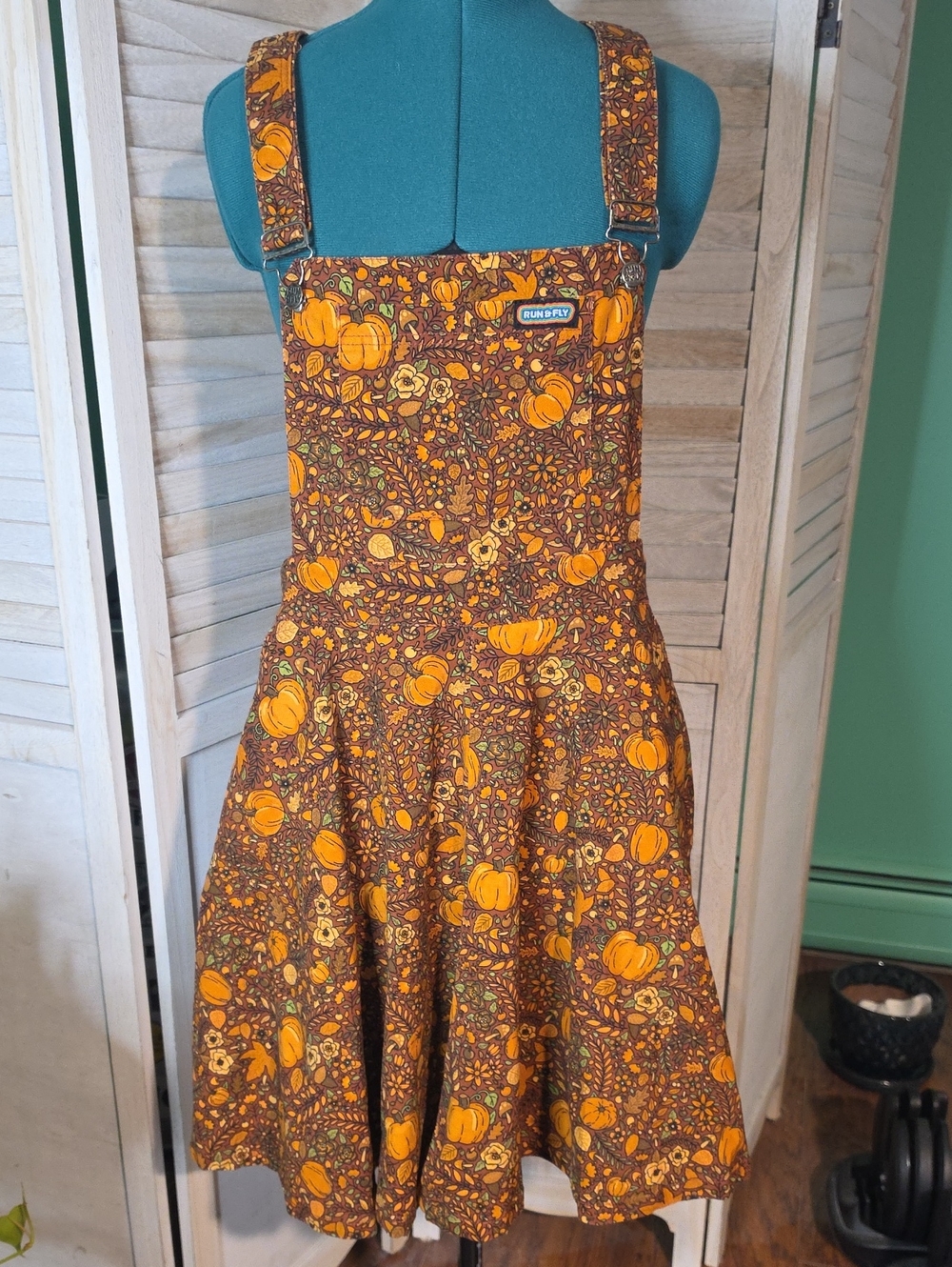 Run & Fly Autumn Pumpkins Harvest Pinafore Dress UK14 US10 Halloween NWOT